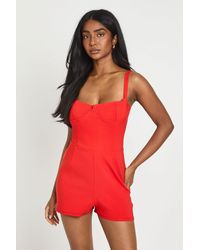 Boohoo - Seam Detail Underwired Playsuit - Lyst