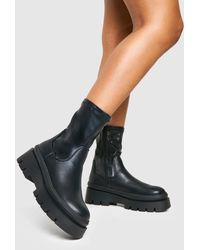 Boohoo - Chunky Double Sole Chelsea Sock Boot - Lyst