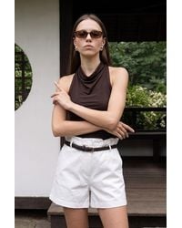 Dilvin - High-Waist Belted Chino Shorts - Lyst