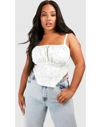 Boohoo - Plus Tie Front Ditsy Corset Top - Lyst