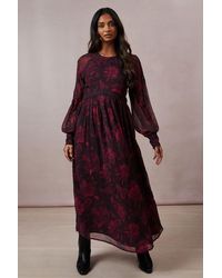 Oasis - Floral Chiffon Trim Insert Sleeve Midaxi Dress - Lyst