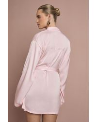 Boohoo - Bridal 'Bridesmaid' Satin Embroidered Short Robe - Lyst