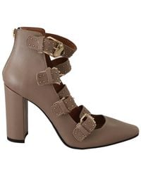 My Twin - Leather Block Heels Multi Buckle Pumps Shoes - Lyst