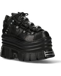 New Rock - M-106-C181 Gothic Punk Chunky Platform Ankle Boots Leather - Lyst