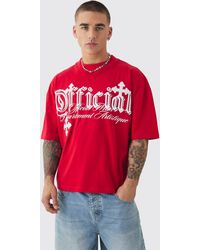 BoohooMAN - Oversized Boxy Cross Applique Distressed T-Shirt - Lyst