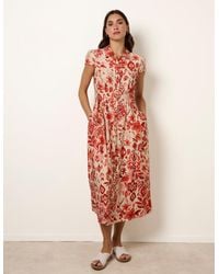 Blue Vanilla - Watercolour Floral Printed Button Front Shirt Dress - Lyst