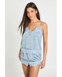 Boohoo - Eyelash Lace Trim Cami & Shorts Pyjama Set - Lyst