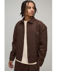 BoohooMAN - Regular Fit Melton Overshirt - Lyst
