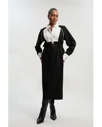 Karen Millen - Plus Size Twill Collared Woven Maxi Dress - Lyst