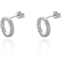 The Jewellery Stockroom - Sterling Cubic Zirconia Halo Stud Earrings - Lyst