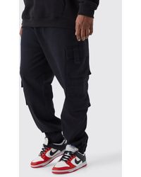 BoohooMAN - Plus Slim Fit Cuffed Multi Cargo Pocket Trousers - Lyst