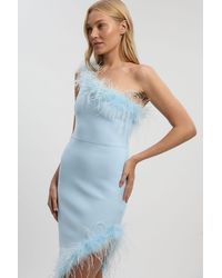 Karen Millen - Feather Figure Form Bandage Knit Maxi Dress - Lyst