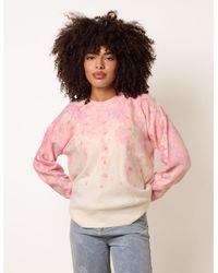 Blue Vanilla - Floral Printed Jumper With Disc Sequin Detailing - Lyst