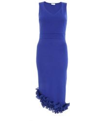 Quiz - Royal Blue Ruffle Hem Midi Dress - Lyst