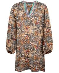 Inoa - Golden Eagle Long Sleeve Silk V-Neck Dress - Lyst