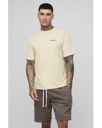 BoohooMAN - Tall Regular Ofcl Embroidered T-Shirt & Relaxed Jersey Short Set - Lyst