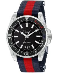 Gucci - Ya136210 Duikhorloge Met Zwarte Wijzerplaat - Lyst