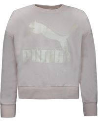 PUMA - Classics Logo Metallic Crew Sweatshirt 597405 87 Cotton - Lyst