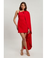 Karen Millen - Compact Viscose Asymmetric Detail Mini Dress - Lyst