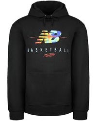 New Balance - Basketball Pullover Long Sleeve Seismic Hoodie Mt03617 Bk Cotton - Lyst