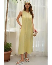 Hiccup - Textured Cotton Midi Beach Dress With Slit - Lyst