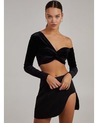 Pink Vanilla - Velvet Twist Front One Shoulder Top - Lyst