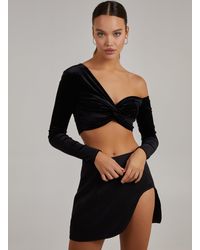 Pink Vanilla - Velvet Twist Front One Shoulder Top - Lyst