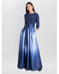 Gina Bacconi - Ingrid V Neck Back Ombre Satin Maxi Dress - Lyst