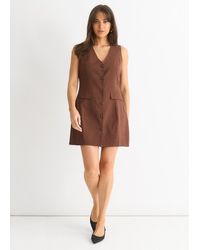 Gini London - Linen Button Through Mini Shirt Dress - Lyst