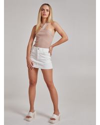 Pink Vanilla - Ribbed Sleeveless Halter Neck Top - Lyst