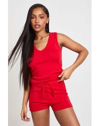 Boohoo - Ribbed Low Rise Mini Short - Lyst