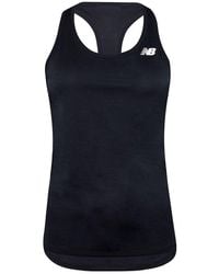 New Balance - Graphic Logo Sleeveless Core Run Tank Top Wt93867 Bk Cotton - Lyst