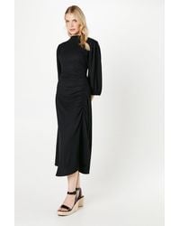 PRINCIPLES - Textured Jersey Ruched Detail Midi Dress - Lyst