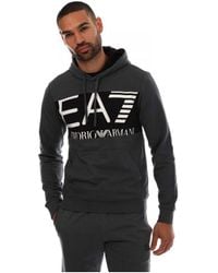 EA7 - Men's Emporio Armani Large Logo Hoody In Grey - Lyst