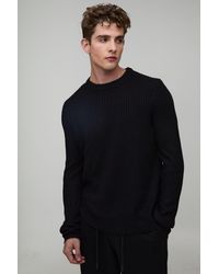 BoohooMAN - Regular Fit Ribbed Knitted Jumper - Lyst