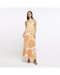 River Island - Slip Maxi Dress Floral Print - Lyst
