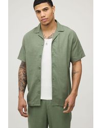 BoohooMAN - Regular Fit Short Sleeve Linen Blend Shirt - Lyst
