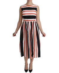 Dolce & Gabbana - Gestreepte A-lijn Geplooide Midi-jurk - Lyst