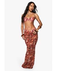 Boohoo - Premium Swim Abstract Mesh Maxi Beach Skirt - Lyst