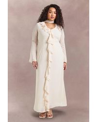 Boohoo - Plus Ruffle Front Seam Scarf Detail Maxi Dress - Lyst