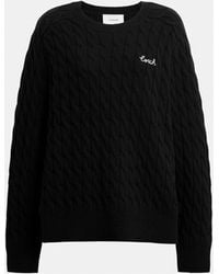 COACH - Crewneck Cable Knit Sweater - Lyst