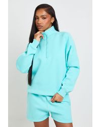 Boohoo - Half Zip Sweatshirt Piping Detail Short Tracksuit - Lyst