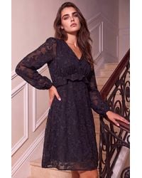 Roman - Petite Jacquard Frill Dress - Lyst