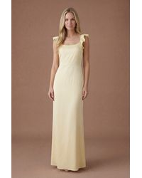 Oasis - Butter Ruffle Square Neck Satin Bridesmaid Maxi Dress - Lyst