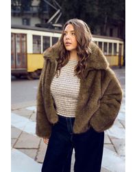 Boohoo - Plus Collared Faux Fur Jacket - Lyst