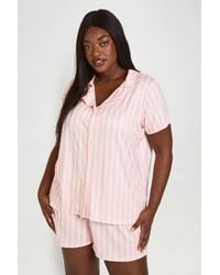 Boohoo - Plus Stripe Short Sleeve And Pj Set - Lyst