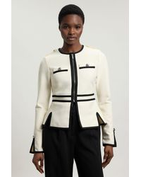 Karen Millen - Petite Figure Form Bandage Military Contrast Piping Knit Split Hem Jacket - Lyst