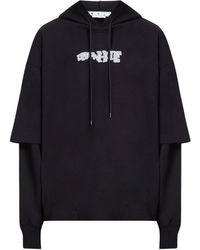 Off-White c/o Virgil Abloh - Carlos Type Double Tee Schwarzer Kapuzenpullover - Lyst
