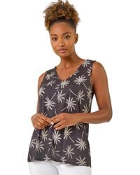 Roman - Palm Tree Bar Back Vest Top - Lyst