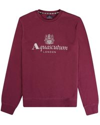 Aquascutum - Active Big Logo Crew Neck Cordovan Sweatshirt Cotton - Lyst